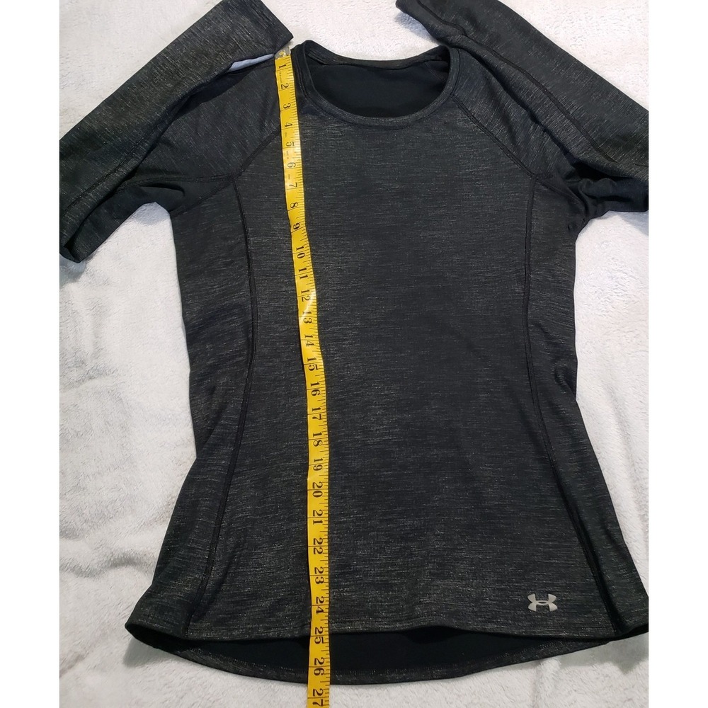 Under Armour Fitted Running Top Women's Small Charcoal Shimmer Thumb Holes - Picture 8 of 9